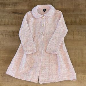 Pink & Violet Girls Pink Metallic Dress Coat Jacket Pearl Buttons Size 8